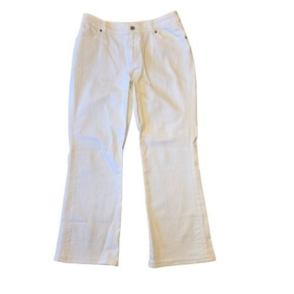 Chicos Platinum Denim Women's White Flare Jeans Size 10 - 12 See Measurements